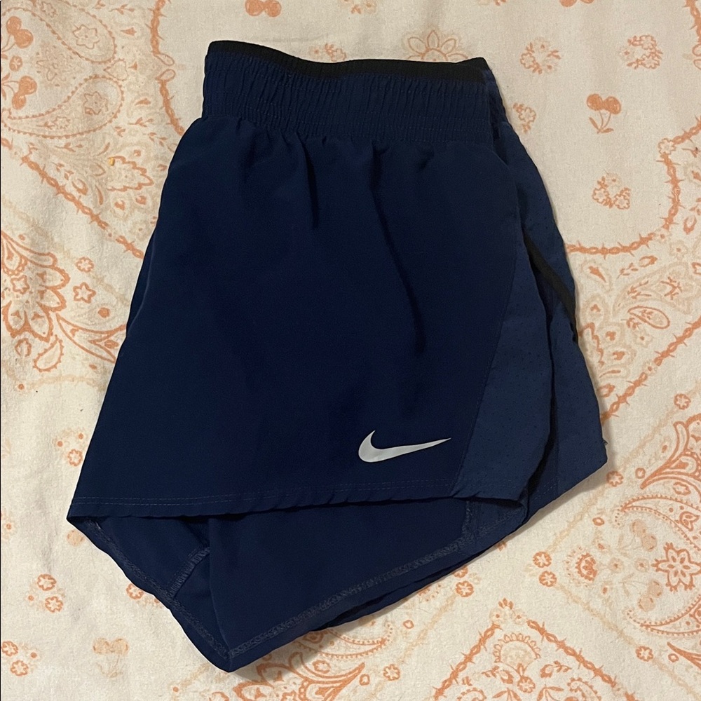 Nike Dark Blue Sports Shorts with Silver Logo